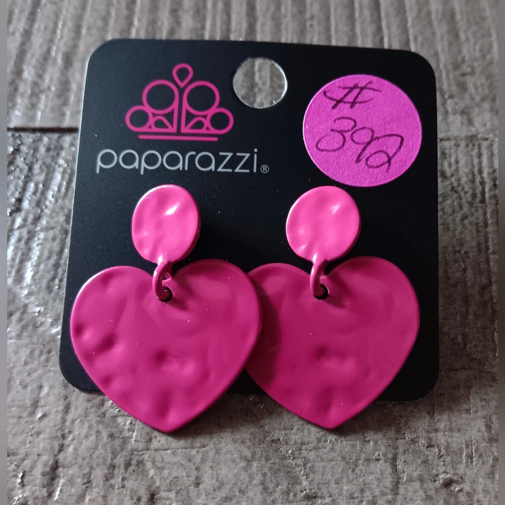 Paparazzi Pink Heart Earrings for Kids - Picture 3 of 4